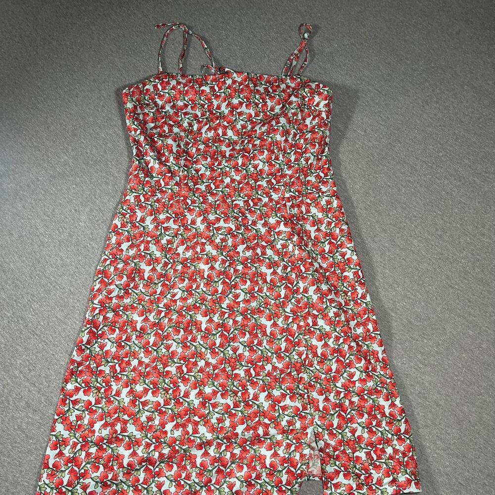 B Smart Floral Print Spaghetti Strap Womans Small Summer Dress With Front Slit